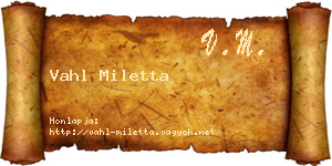 Vahl Miletta névjegykártya